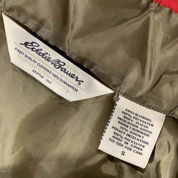 EDDIE BAUER down jacket premium goose down quilted snap pockets vents women S - Picture 3 of 12